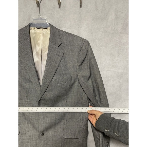 Jack Victor Suit Men 41L Gray Birds Eye Wool Flannel Academia Pants 35x33.5 Luxe - Picture 3 of 16